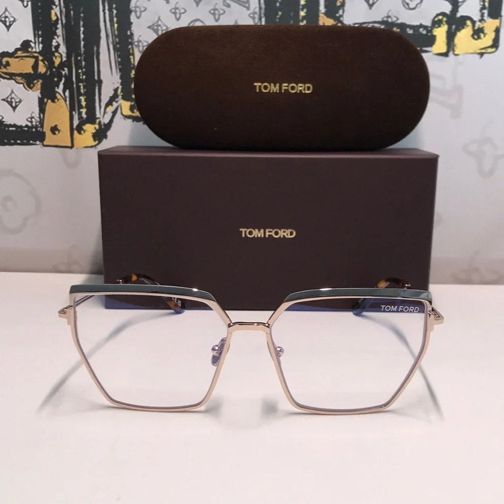 New Authentic Tom Ford Women's Gold Frame Glasses TF5946-B 028